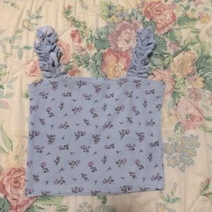 Floral Blue Tank Size XS/S